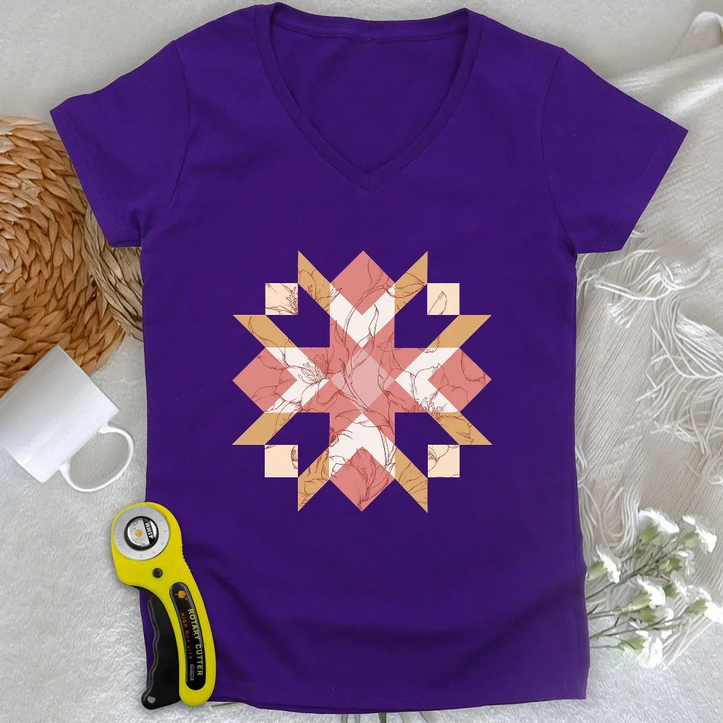 Quilted Botanica Lady V-neck