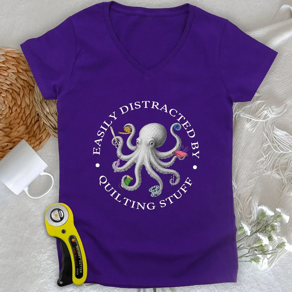 Quiltin Stuff Lady V-neck