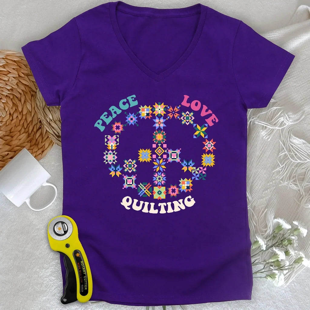 Quilting Brings Peace Lady V-neck