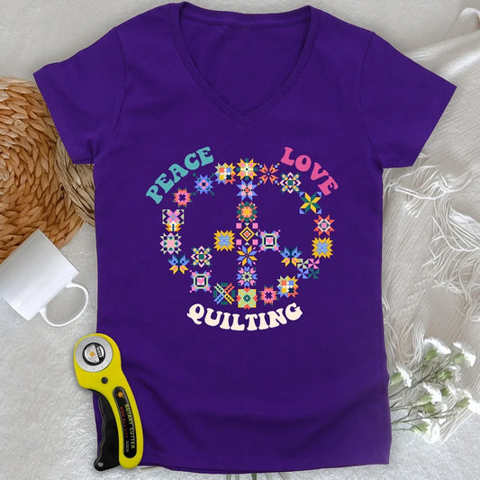 Quilting Brings Peace Lady V-neck