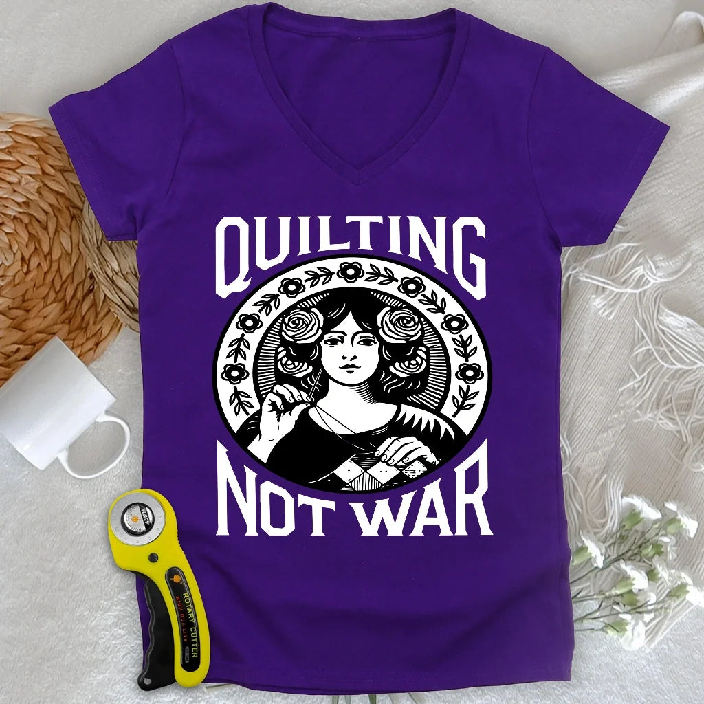 Quilting Not War Lady V-neck