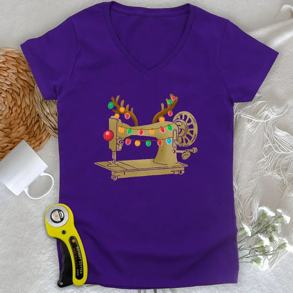 Reindeer Stitches Lady V-neck