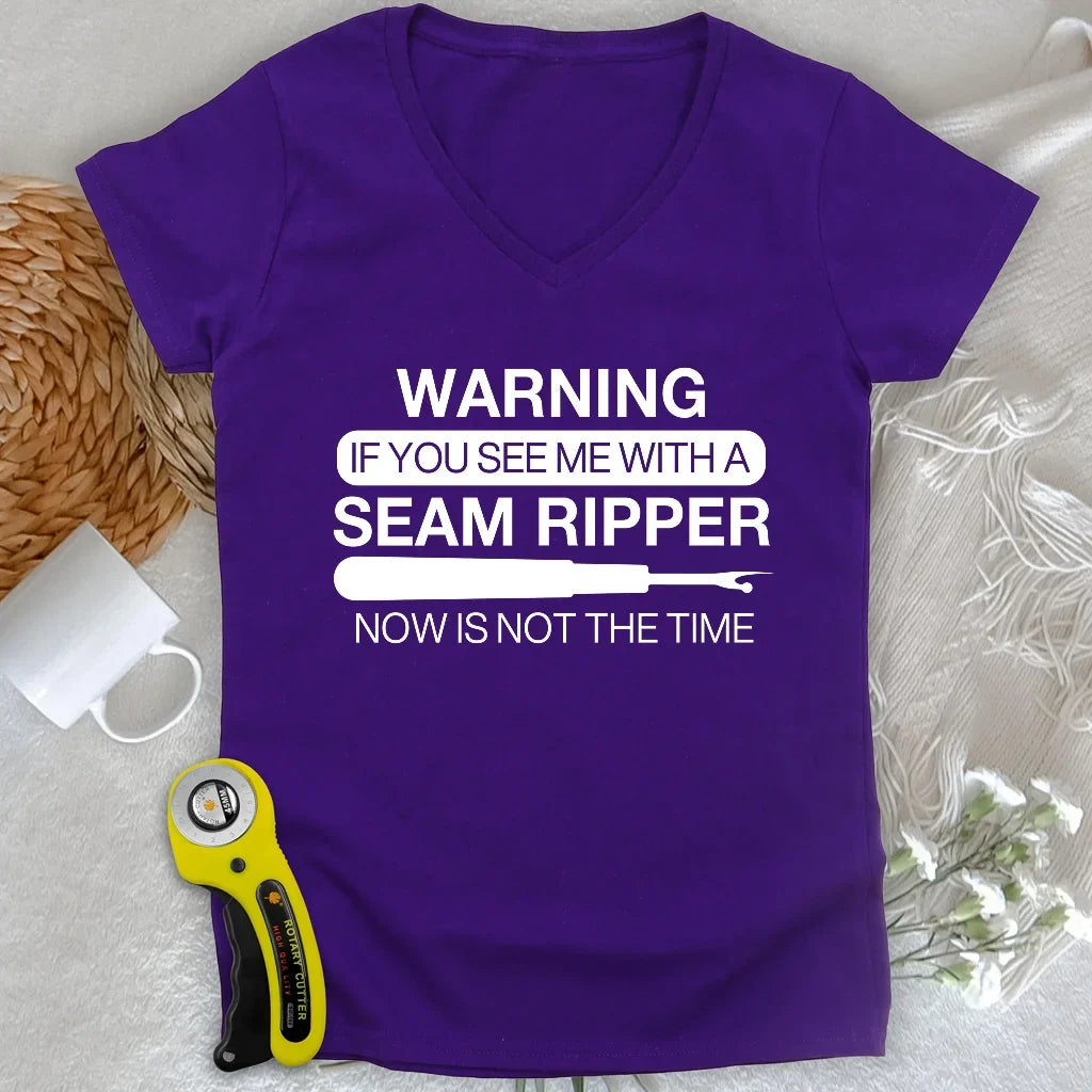 Seam Ripper Warning Lady V-neck