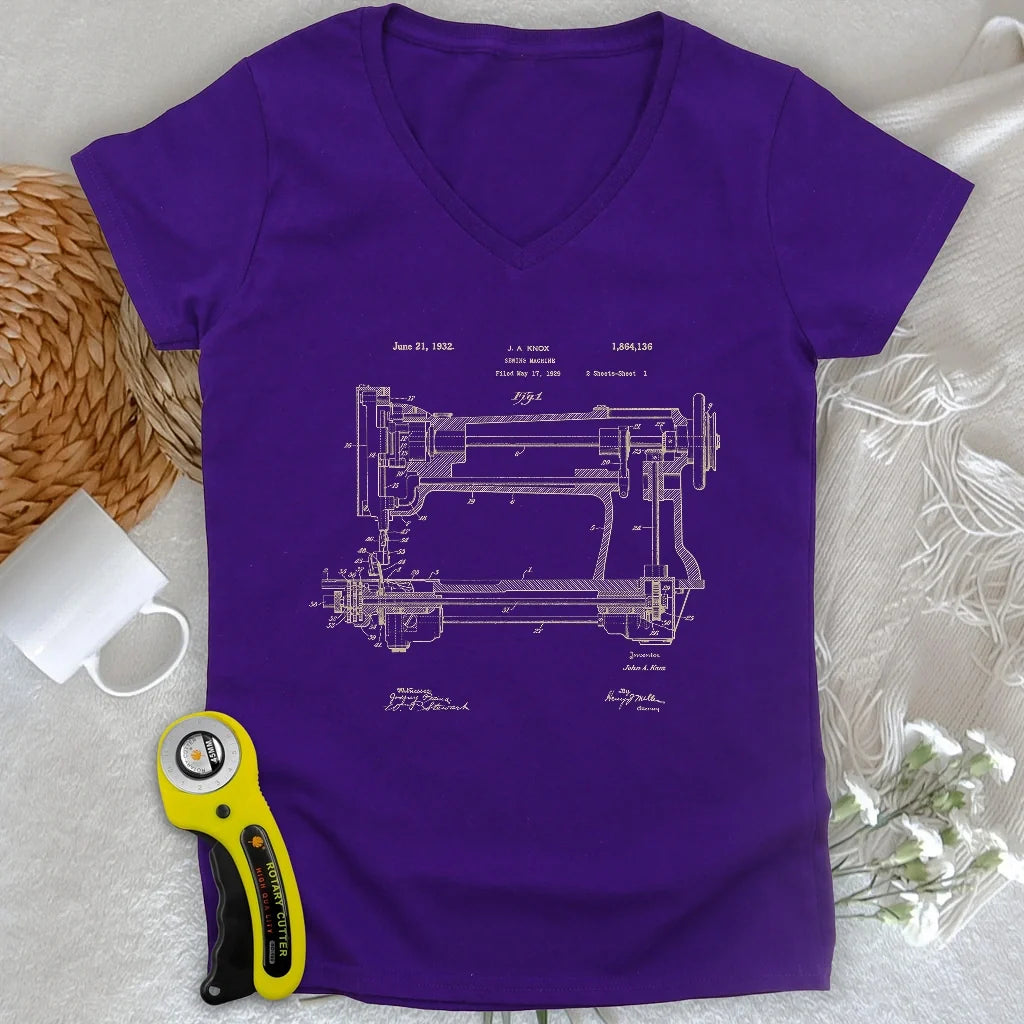 Sewing Machine Lady V-neck