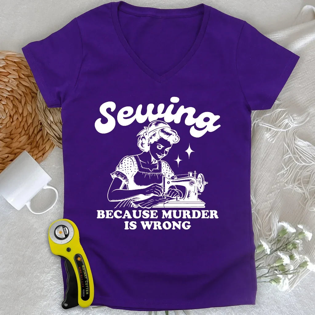 Sewing Not Murder Lady V-neck