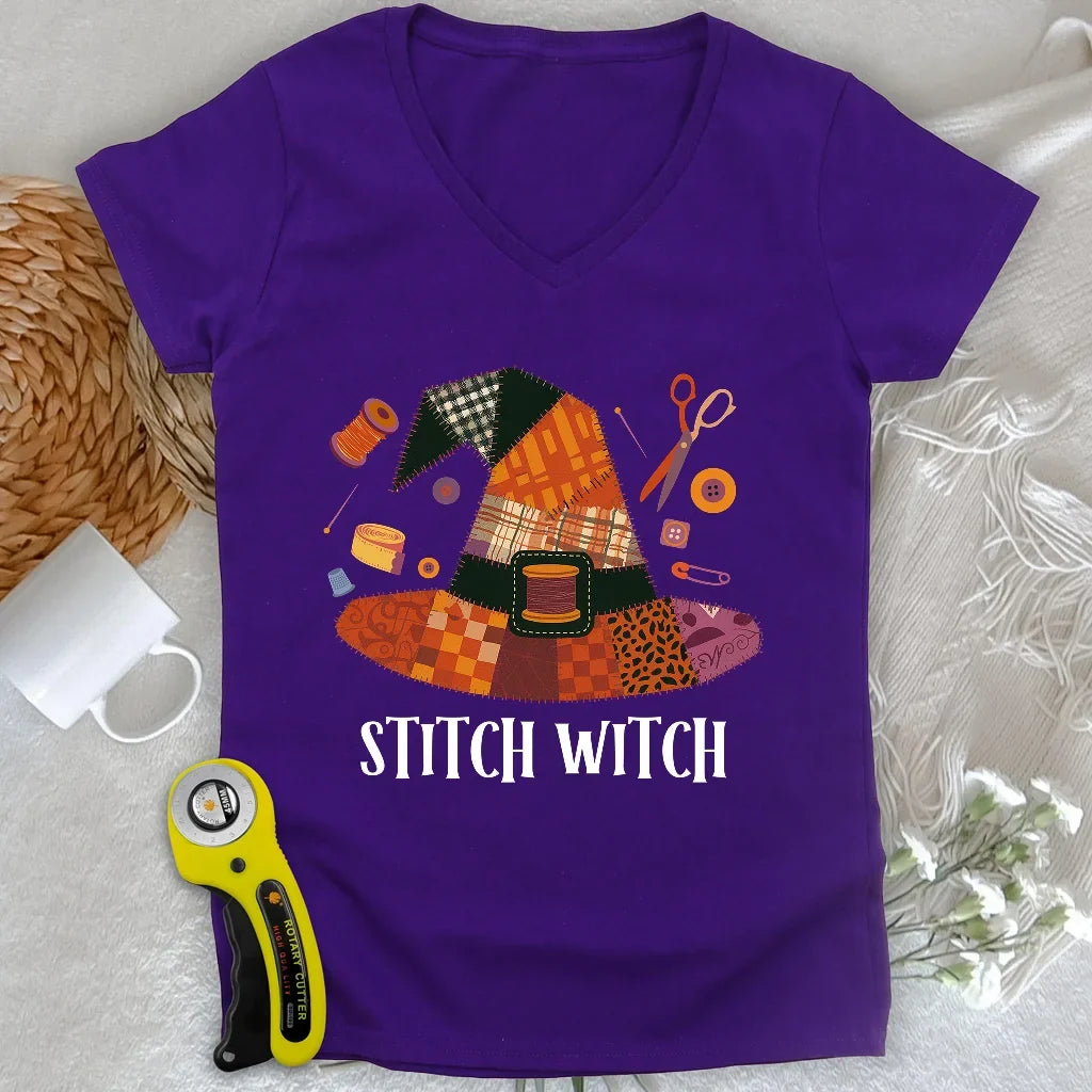 Stitchy Witch Lady V-neck