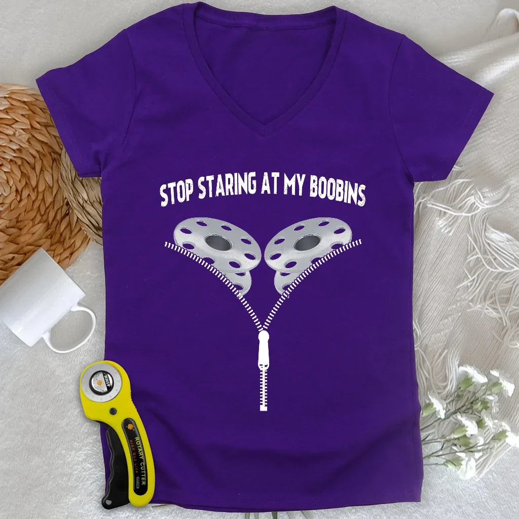 Stop Staring At Boobins Lady V-neck