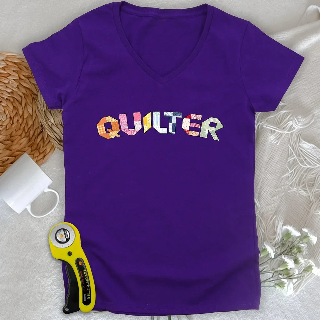 The Quilter's Studio Sampler Lady V-neck