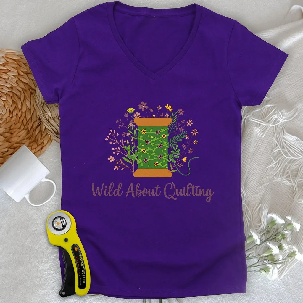 Wild About Quilting Lady V-neck