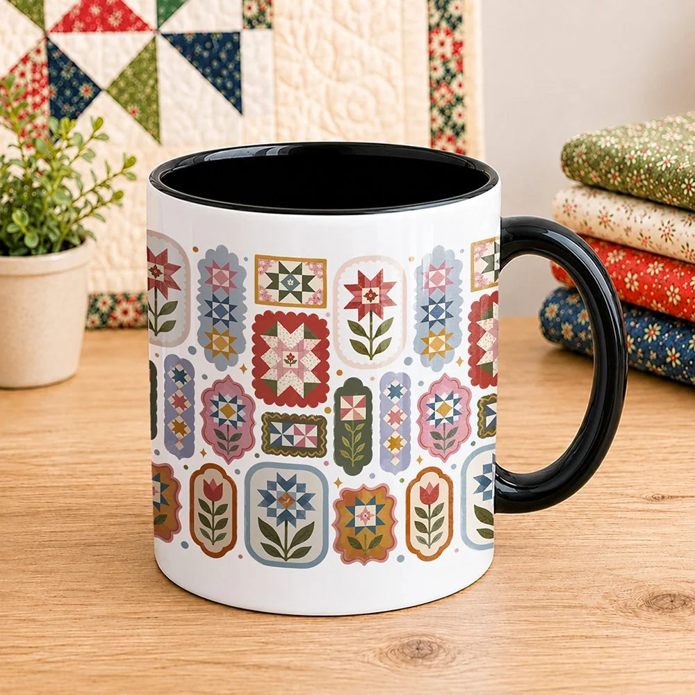Quilt Block Flower 11oz Mug