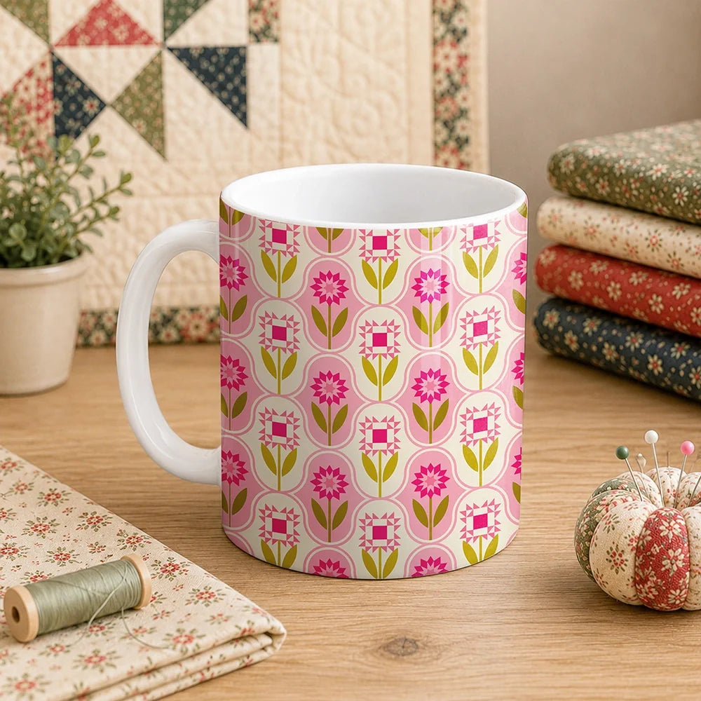 Quilt Block Flower Pattern 11oz Mug
