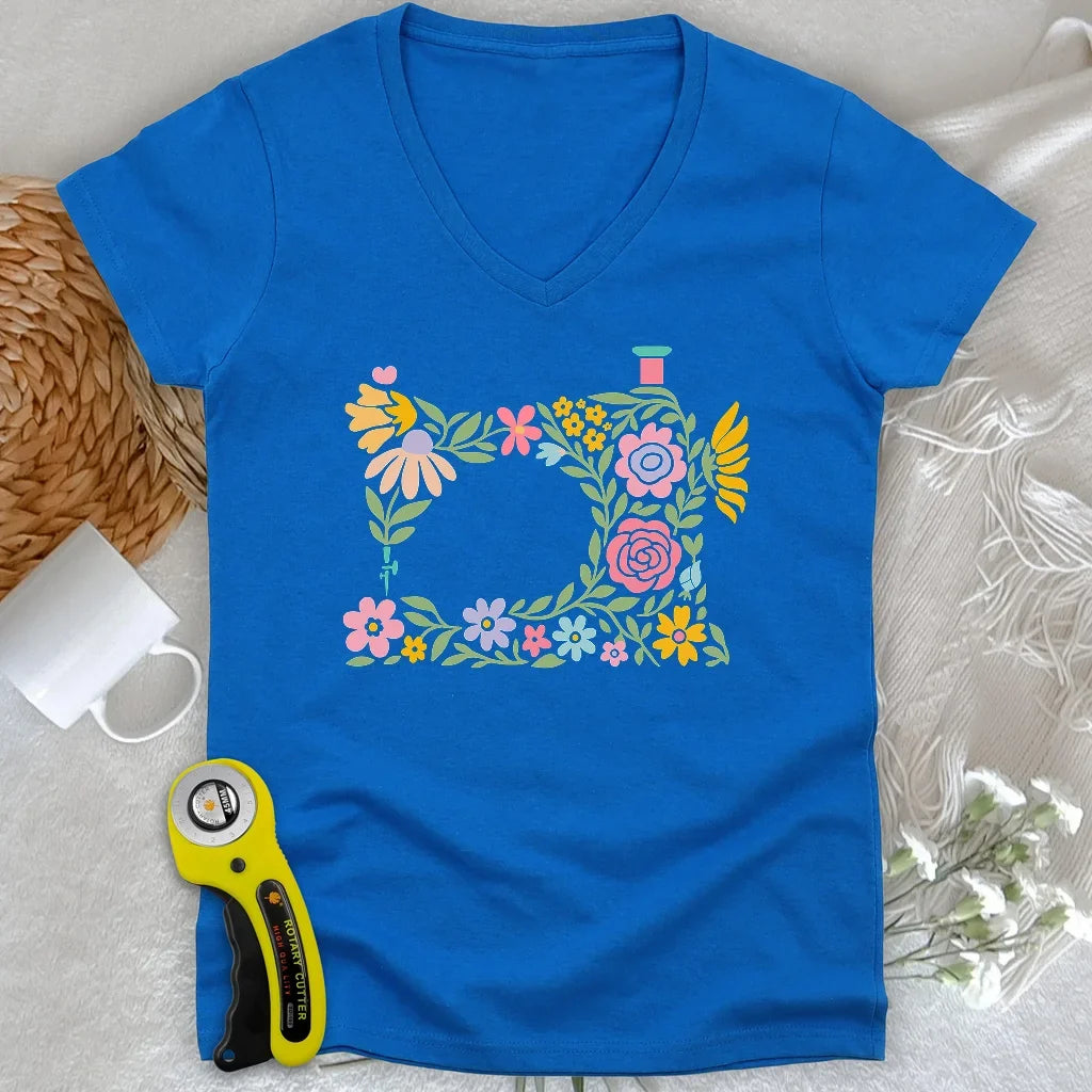 Abtract Flower Machine Lady V-neck