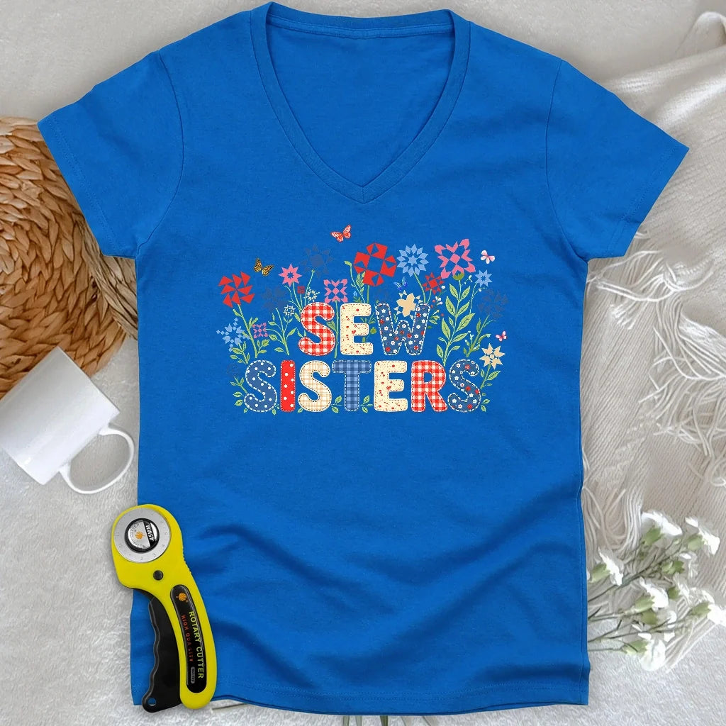 Appliqué Sew Sisters Lady V-neck