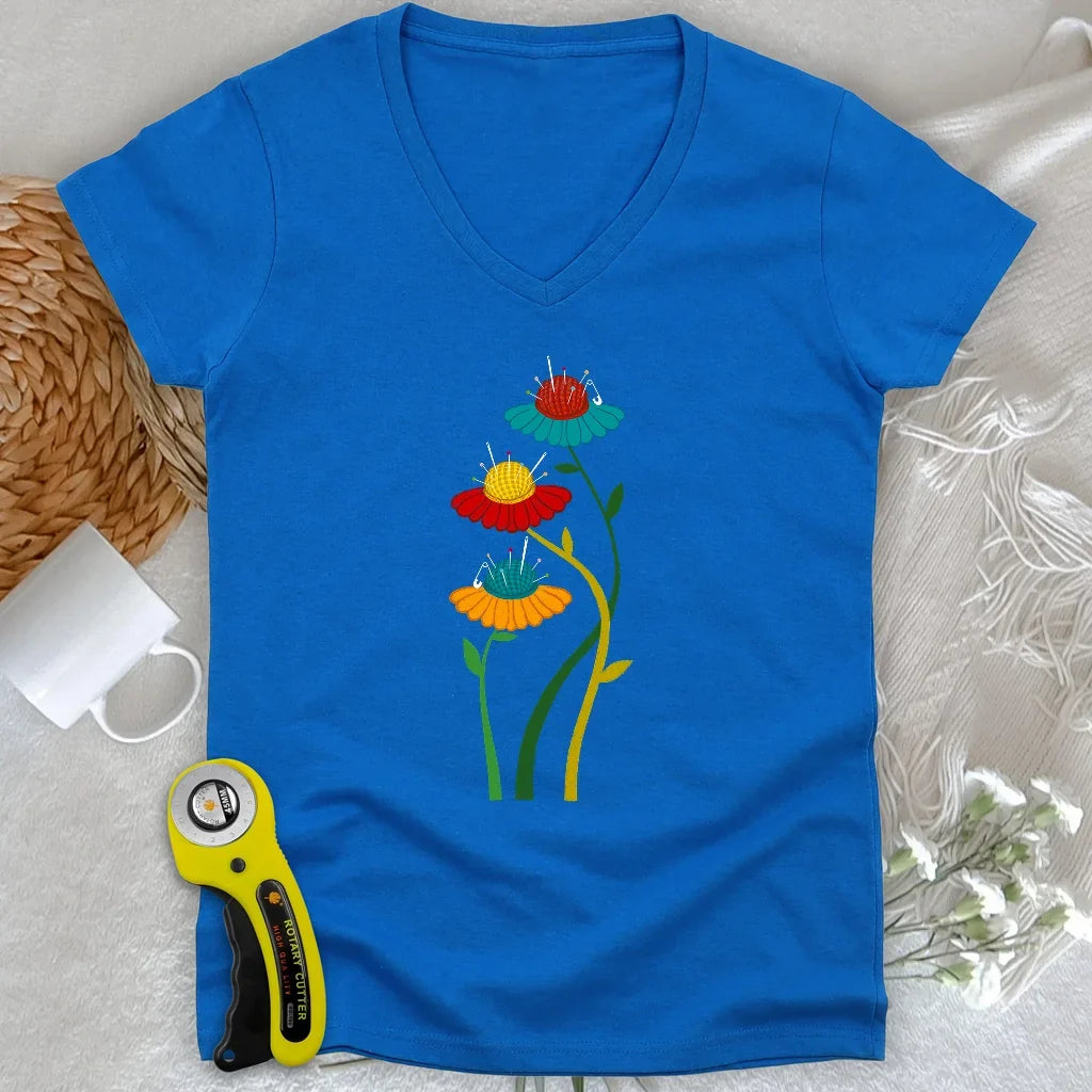 Blooming Pin Cushions Lady V-neck