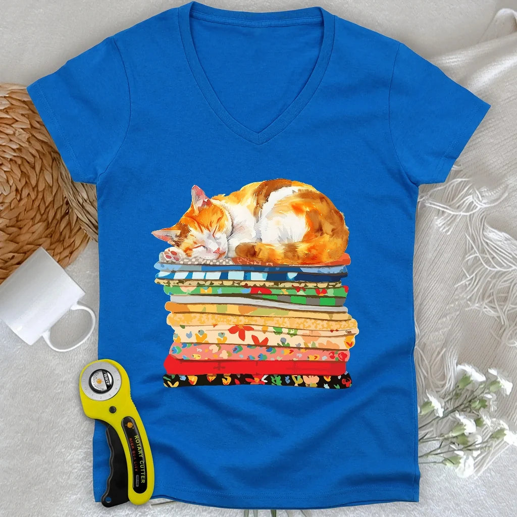 Cat And Fabric Lady V-neck