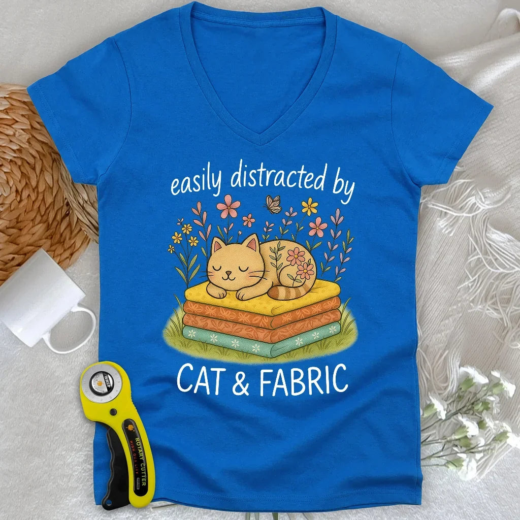 Cat Nap for Quilters Lady V-neck