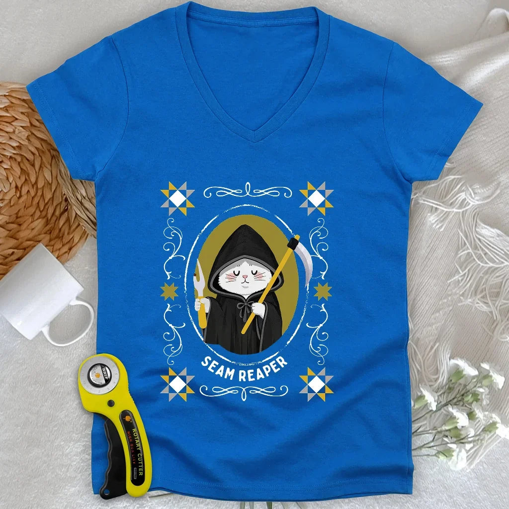 Cat Seam Reaper Lady V-neck