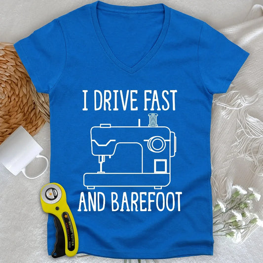 Drive Fast And Barefoot Lady V-neck