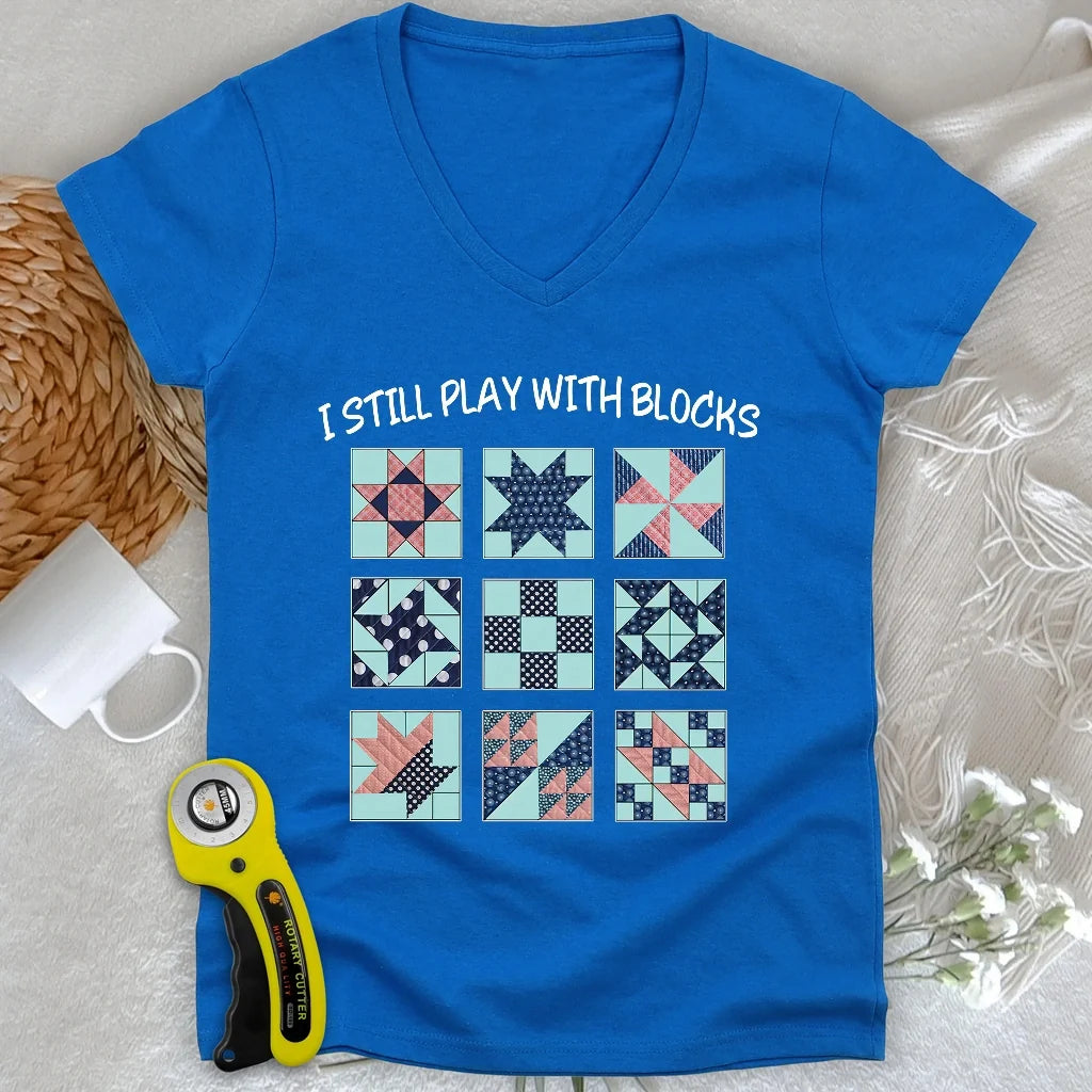 I Still Play With Block Lady V-neck