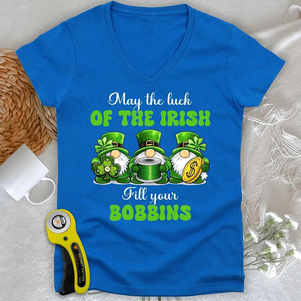 Lucky Bobbin Blessings Lady V-neck