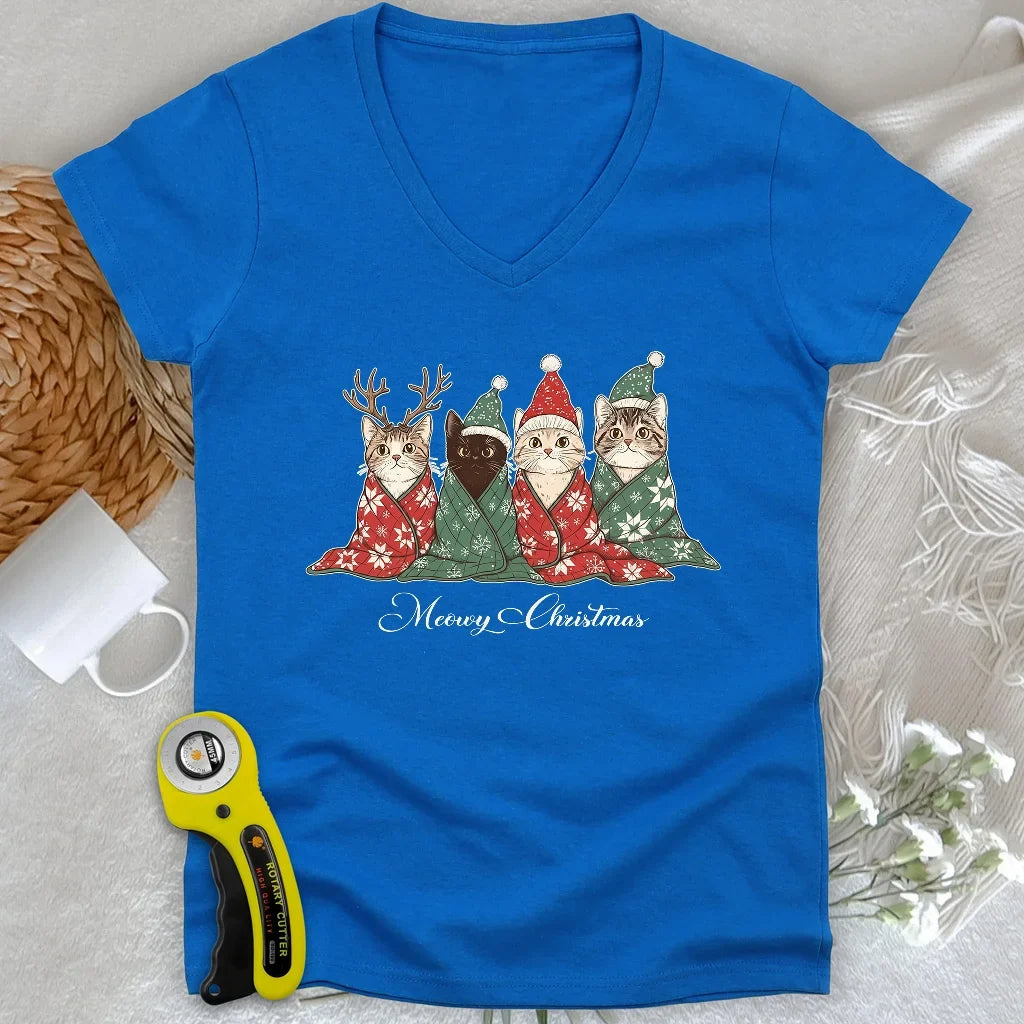 Meowy Christmas Lady V-neck