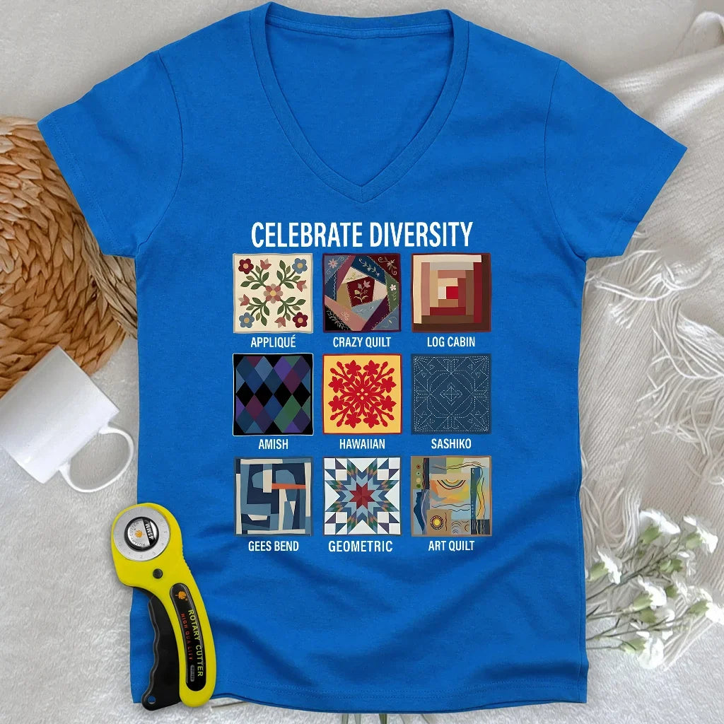 Patchwork Diversity Lady V-neck