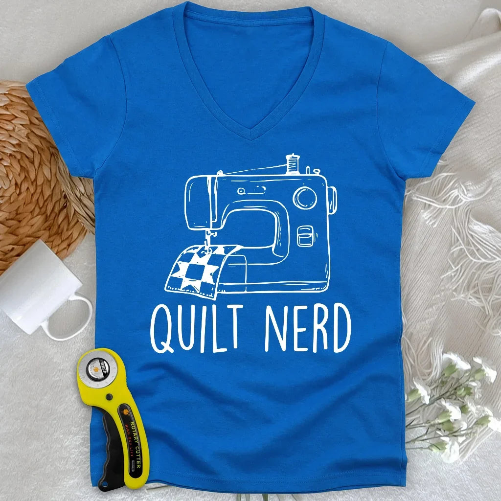 Quilt Nerd Lady V-neck