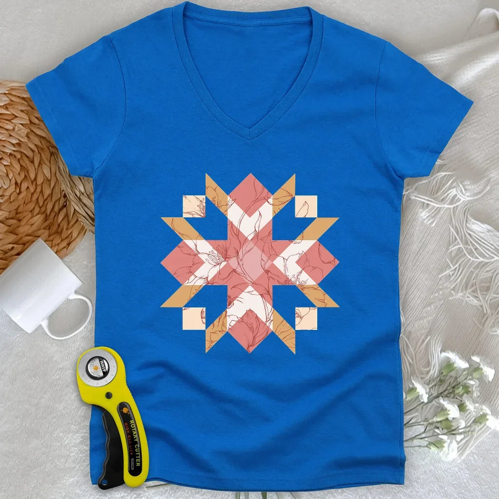 Quilted Botanica Lady V-neck