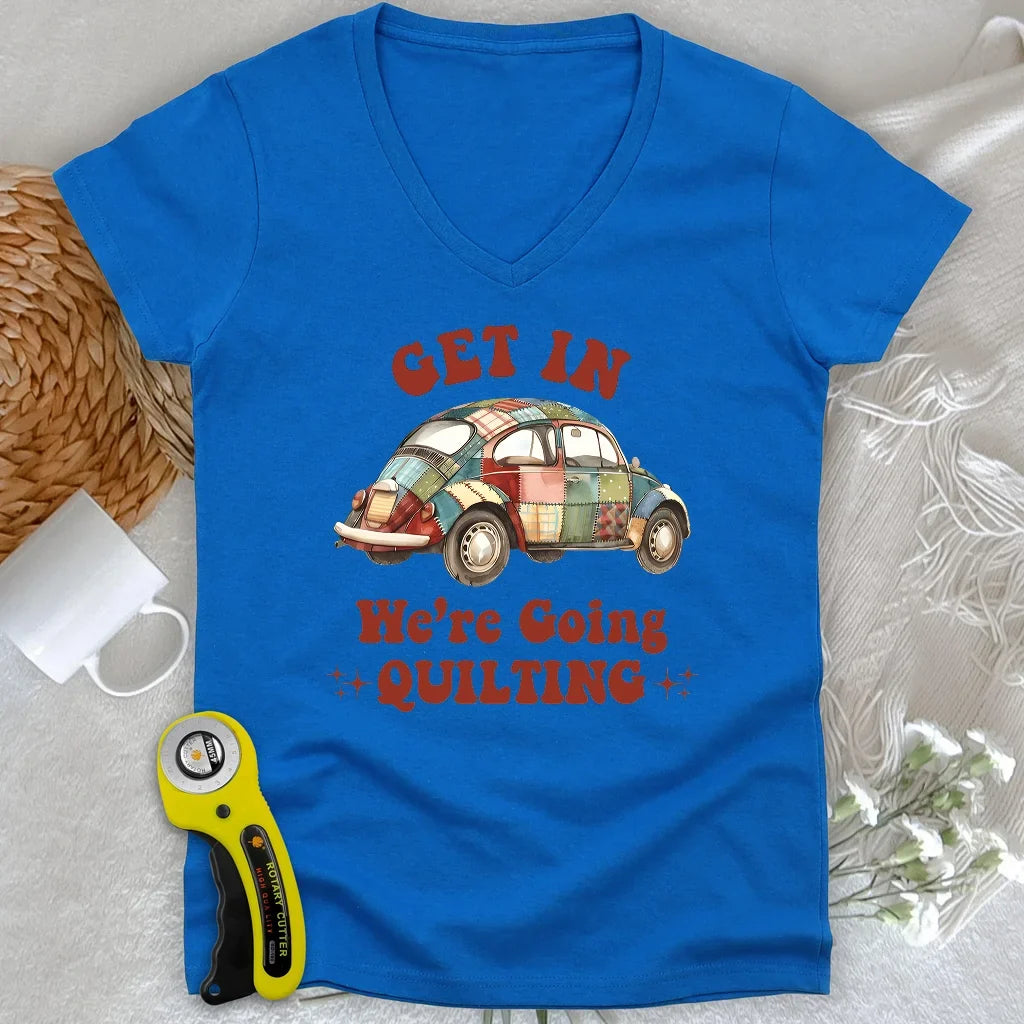 Quilty Road Trip Bug Lady V-neck