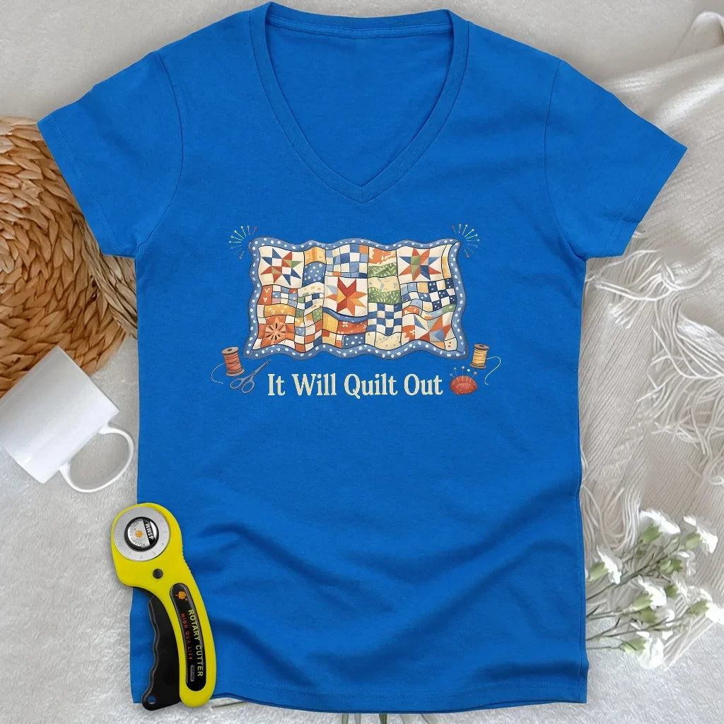 Relax… It Will Quilt Out Lady V-neck