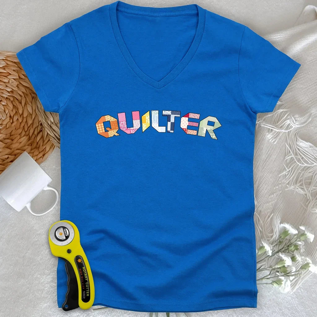The Quilter's Studio Sampler Lady V-neck