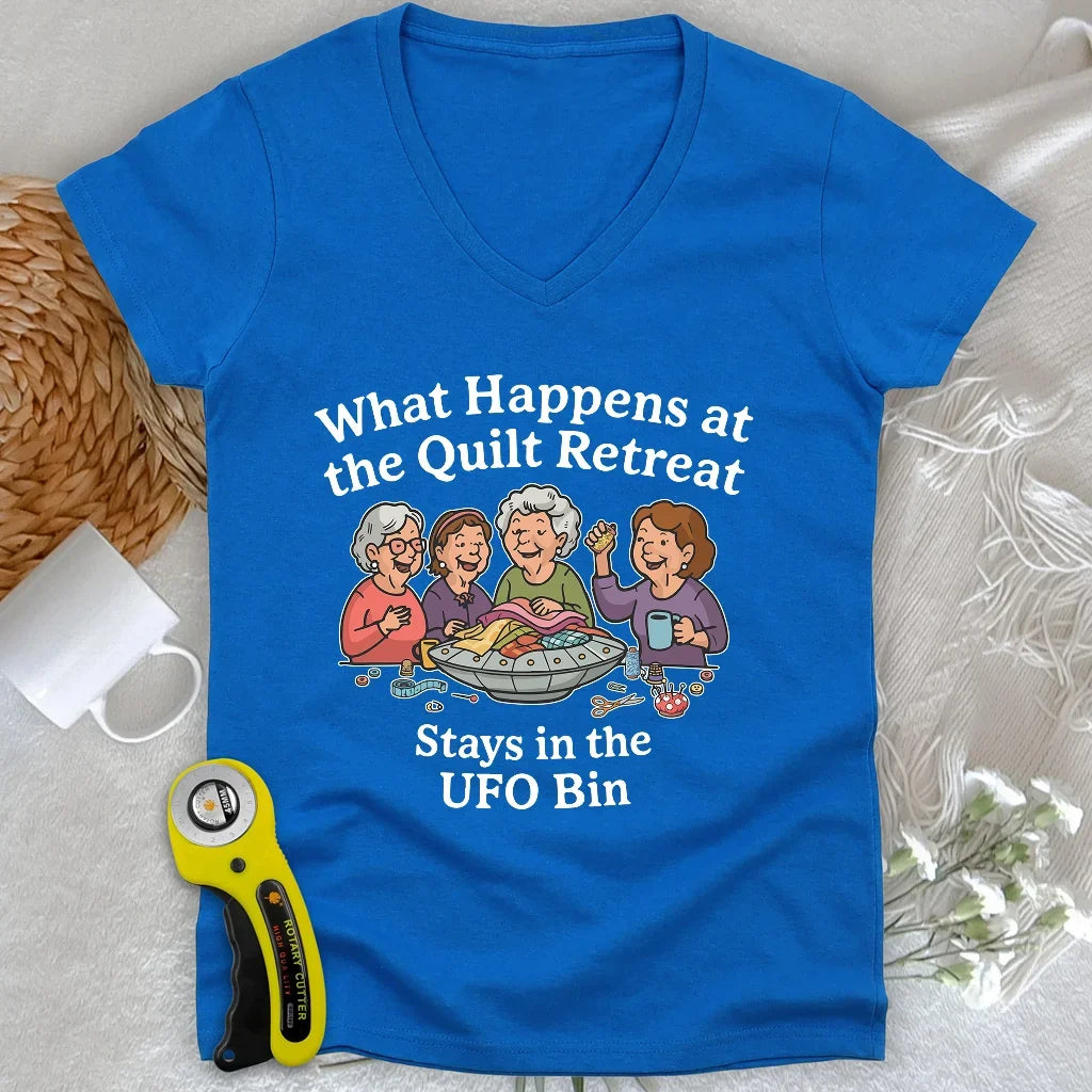 UFO Quilt Retreat Lady V-neck