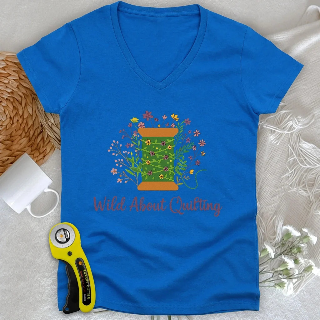 Wild About Quilting Lady V-neck