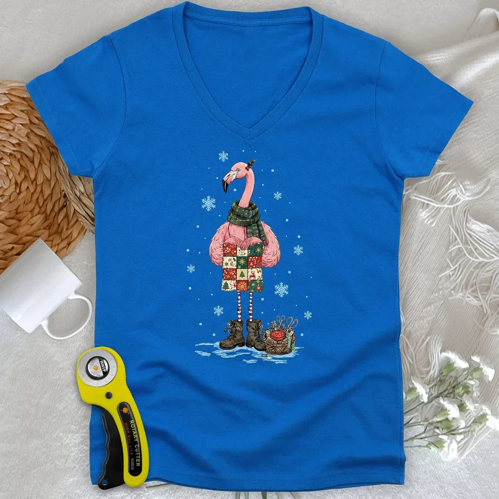 Winter Flamingo Lady V-neck