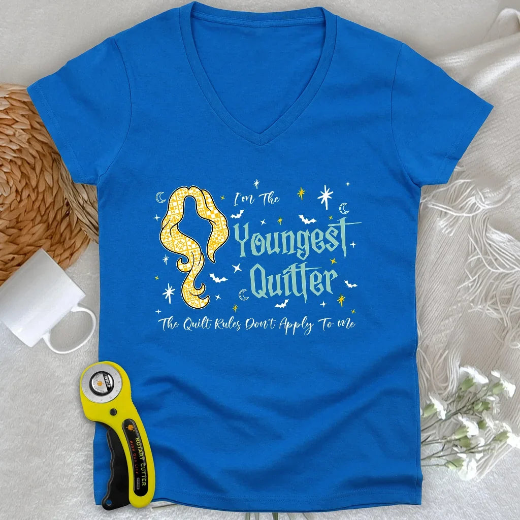 Youngest Quilter Lady V-neck