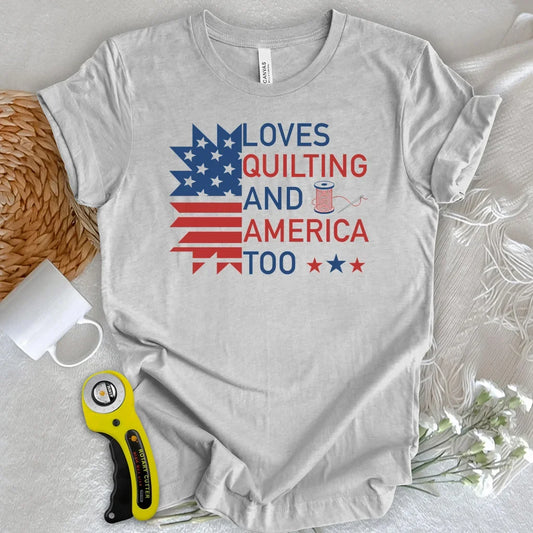 Loves Quilting & America T-shirt