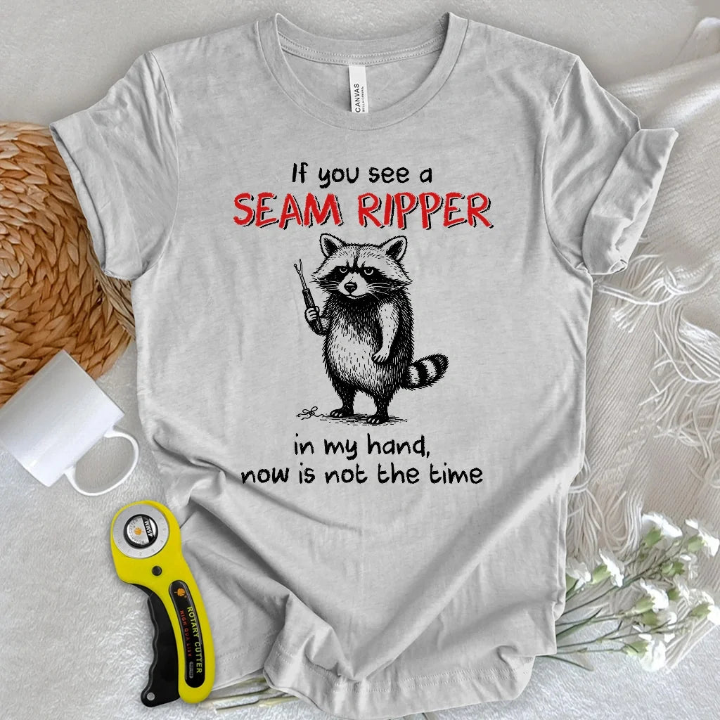 Seam Ripper Warning Raccoon T-shirt