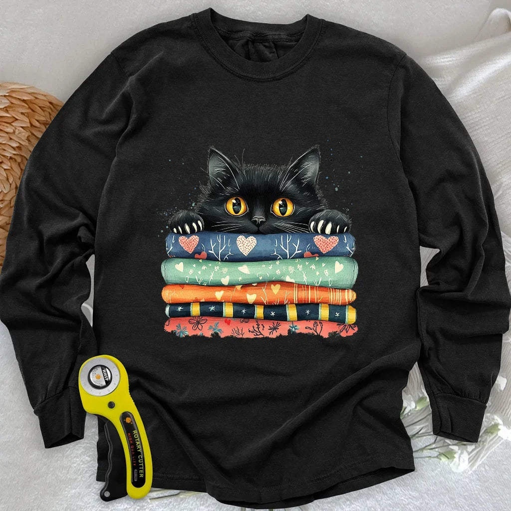 Cat On The Fabric Long Sleeve T-shirt