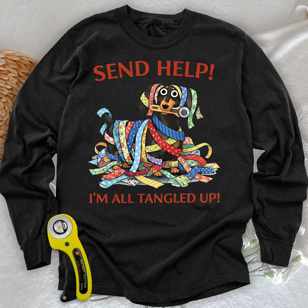 Fabric Strip Mess Long Sleeve T-shirt