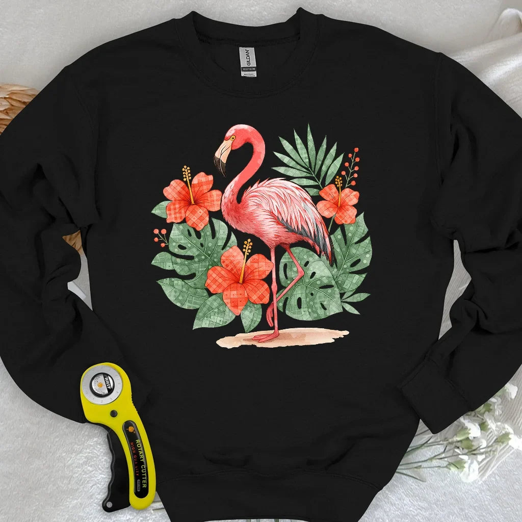 Flamingo & Floral Patchwork Sweatshirt