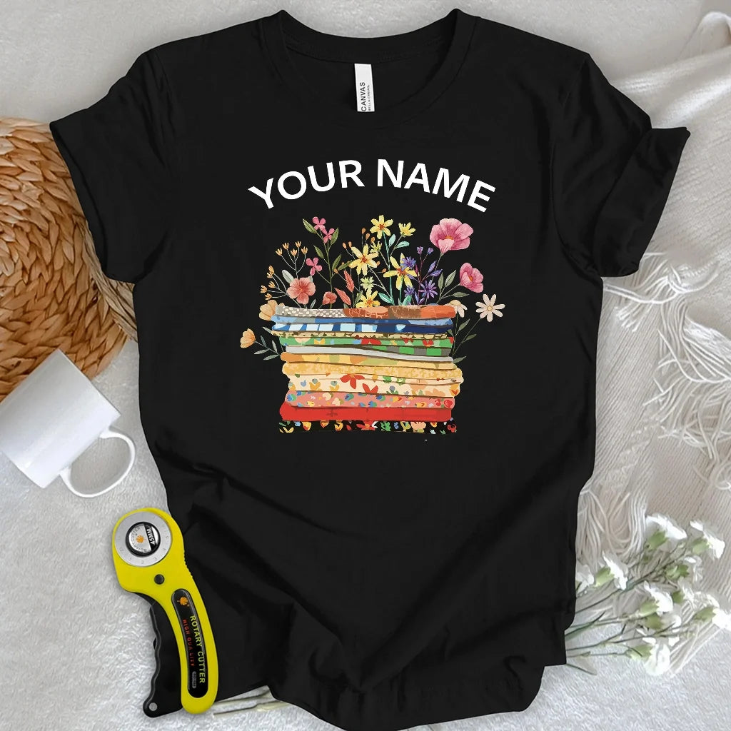 "Custom Name" Floral Fabric T-shirt