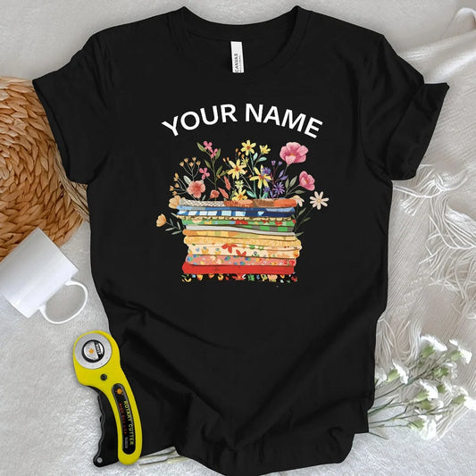 "Custom Name" Floral Fabric T-shirt