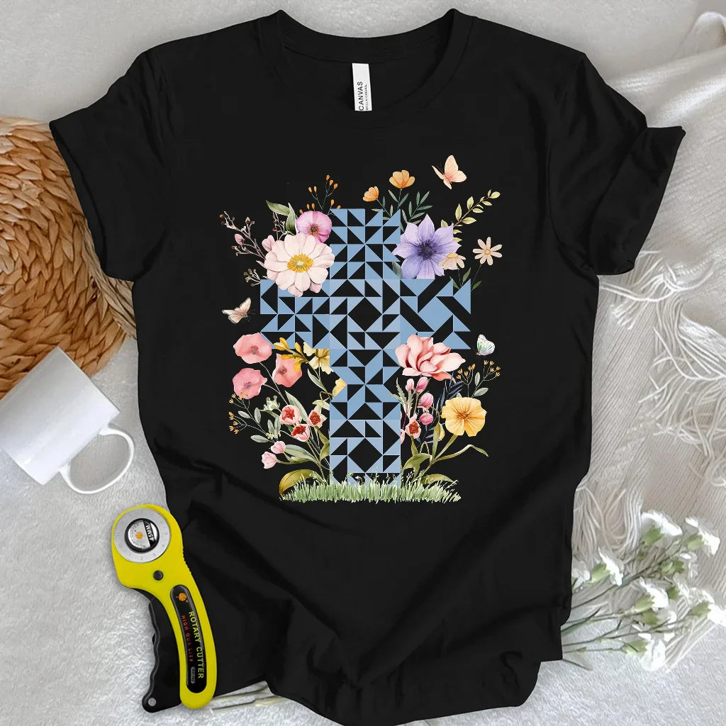 Floral Faith Quilt T-Shirt