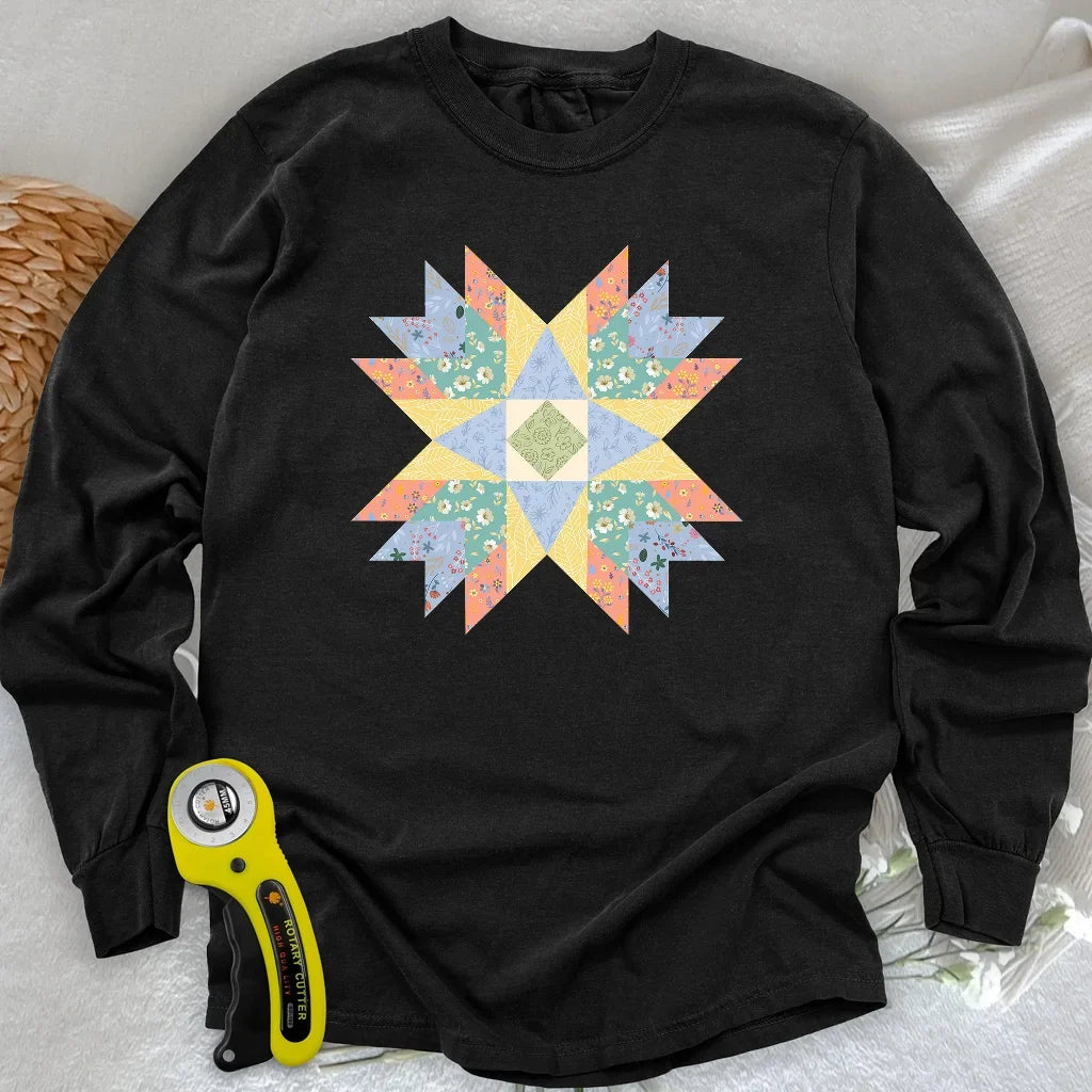 Floral Star Quilt Long Sleeve T-shirt