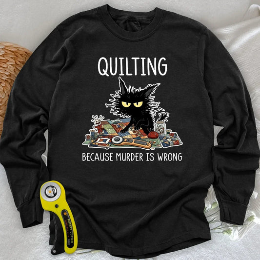 Grumpy Quilter Cat Long Sleeve T-shirt