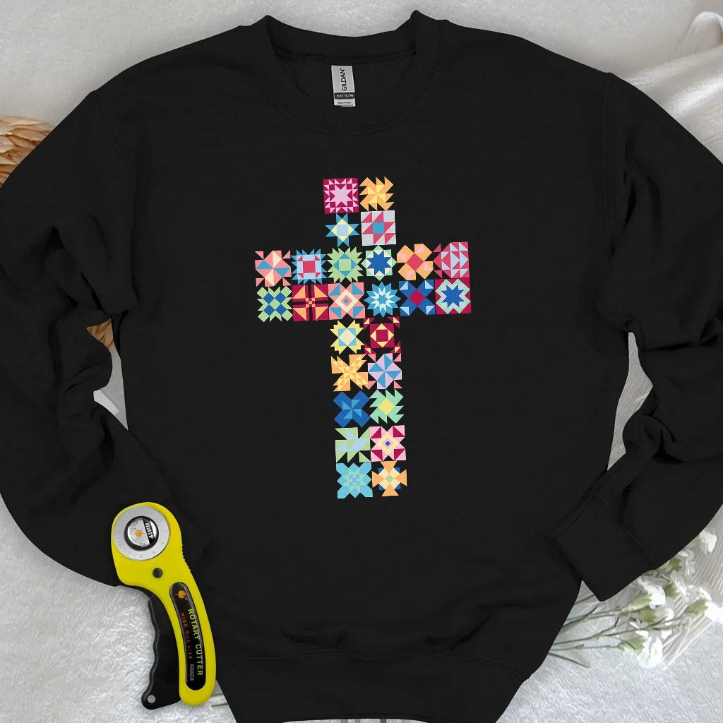Patchwork Faith Cross Sweatshirt