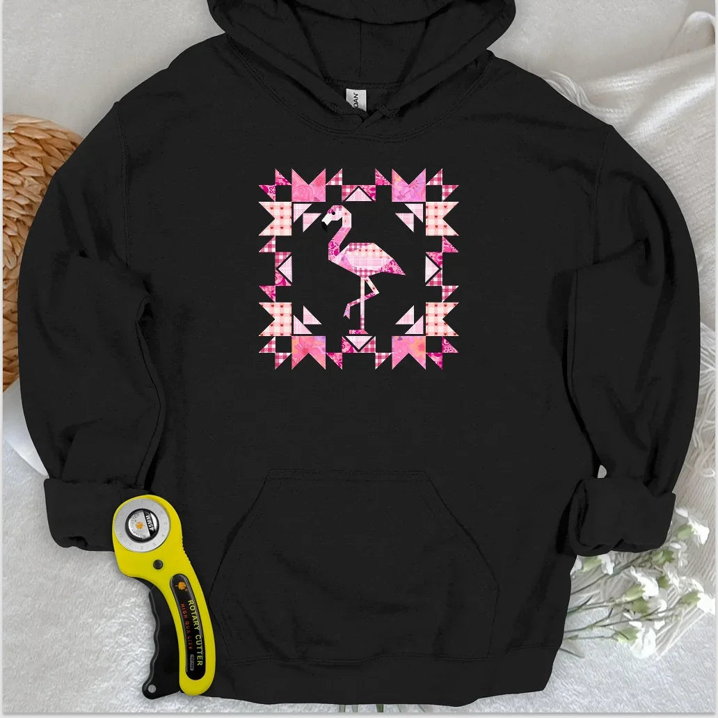 Patchwork Flamingo Panel Hoodie