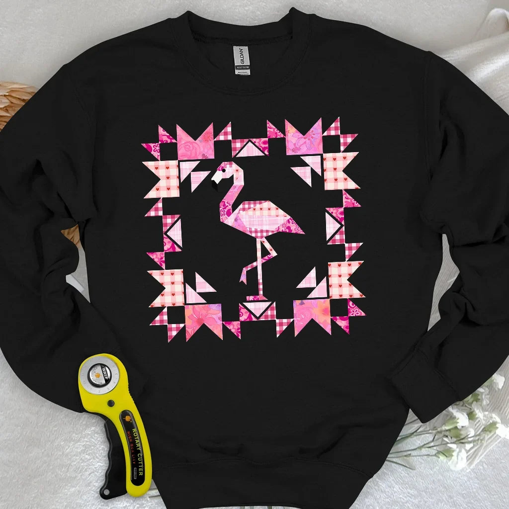 Patchwork Flamingo Panel Sweatshirt