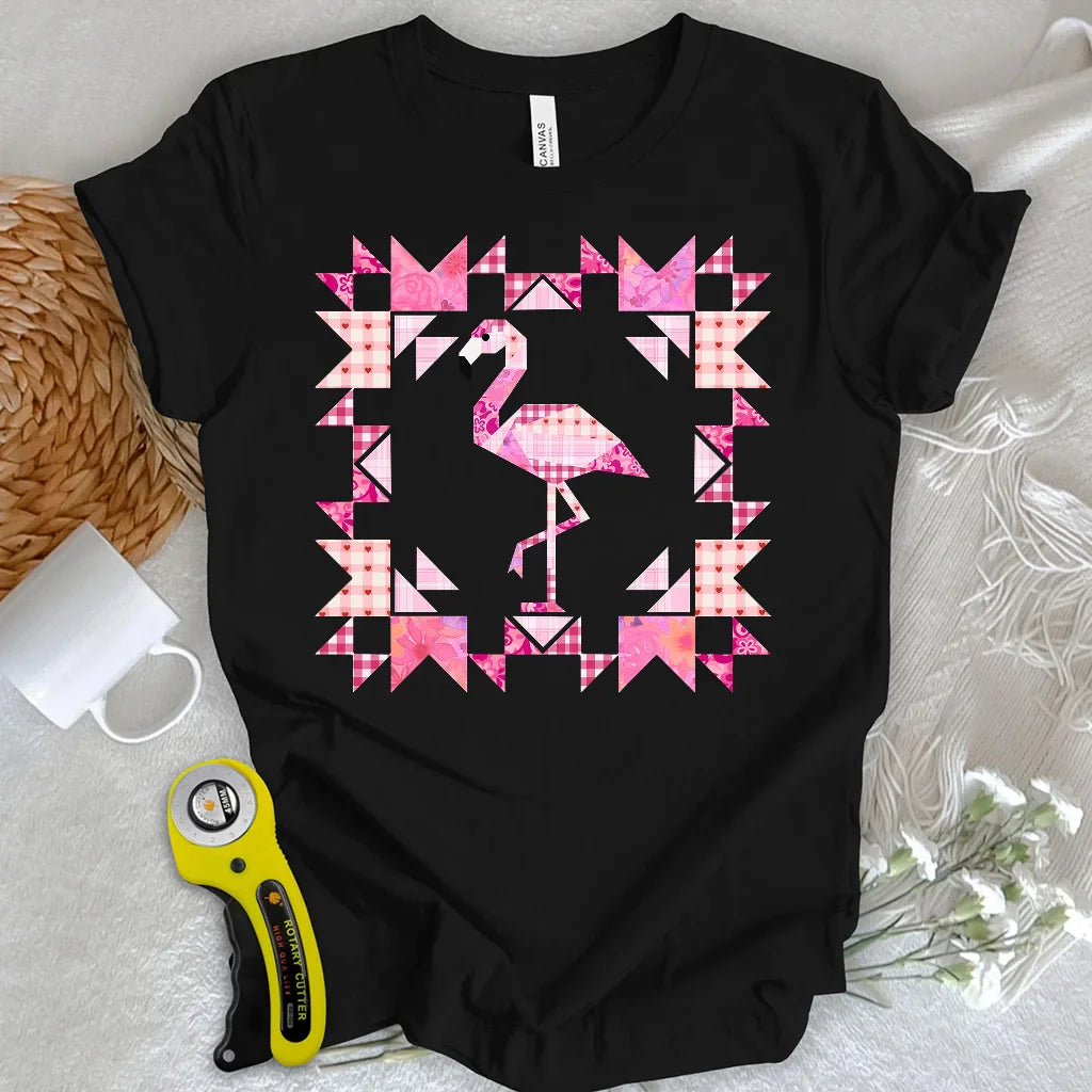 Patchwork Flamingo Panel T-Shirt