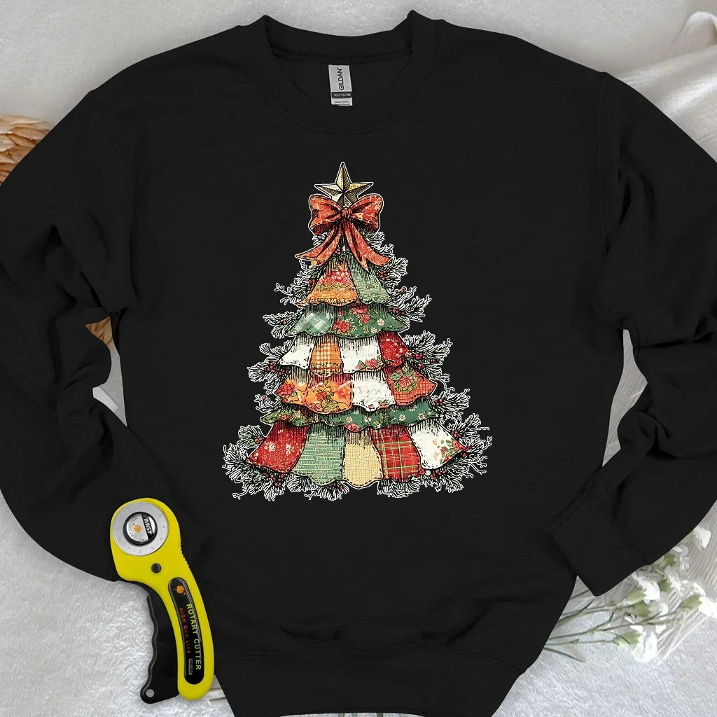 Patchwork Xmas Tree Sweatshirt